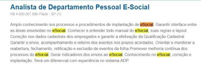 Analista de DP eSocial