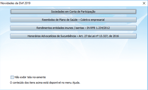 Novidades DIRF 2019