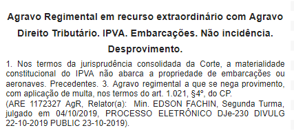 IPVA não abarca propriedade de embarcações ou aeronaves 3