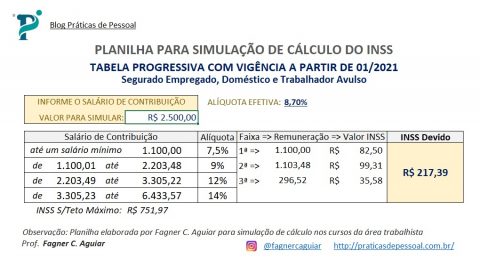 Tabela INSS 2021: Planilha para simulação de cálculo com alíquotas ...